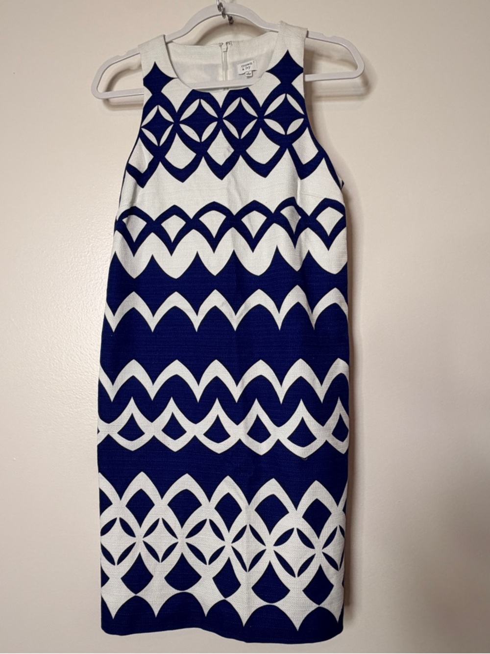crown & ivy Blue and White Geometric Dress